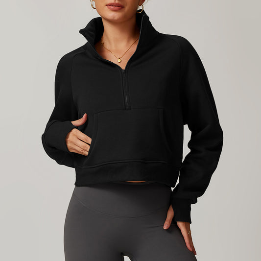Women’s Fleece Hoodie – Thickened Warm Lamb Fleece Half-Zip Jacket