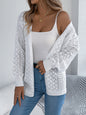 Hollow lantern long sleeved cardigan sweater mid length jacket
