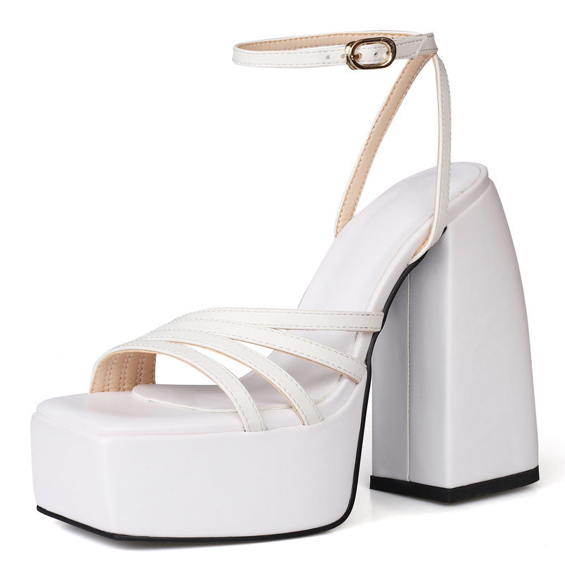 Summer Chunky High Heel Open Toe Sandals For Women Plus Size 40-46