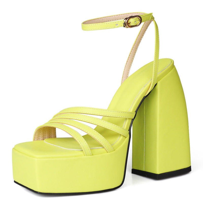 Summer Chunky High Heel Open Toe Sandals For Women Plus Size 40-46