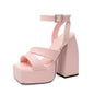 Summer High-Heeled Sandals Women's Large Size 40-43 Waterproof Platform Square Toe Shoes