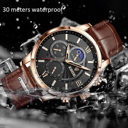 LIGE Men's Watches Top Brand Luxury Men Wrist Watch Leather Quartz Watch Sports Waterproof Male Clock Relogio Masculino+Box