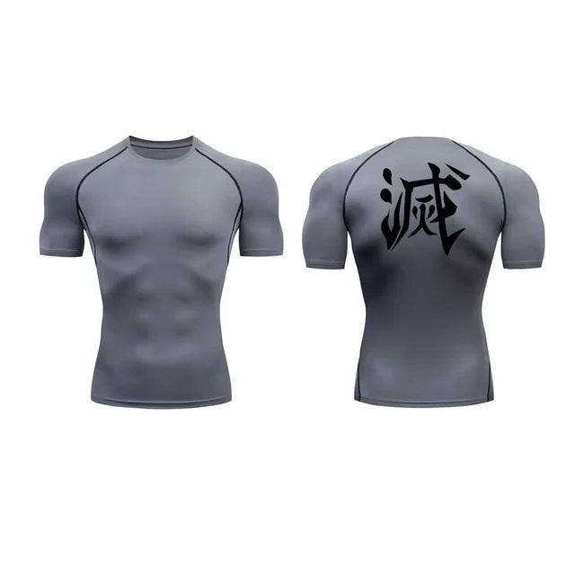 Demon Slayer Men’s Compression Tee – Quick-Dry Gym & Workout Top