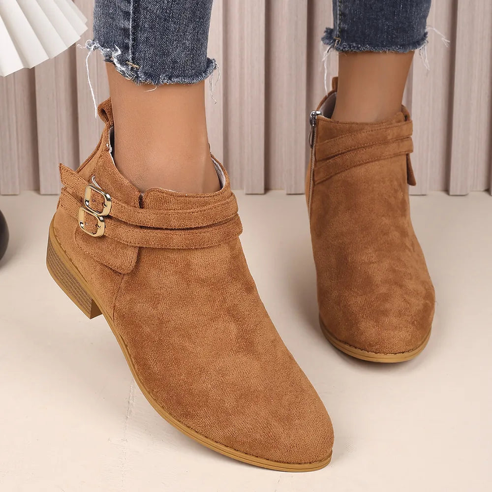 Point Toe Block Heel Boots