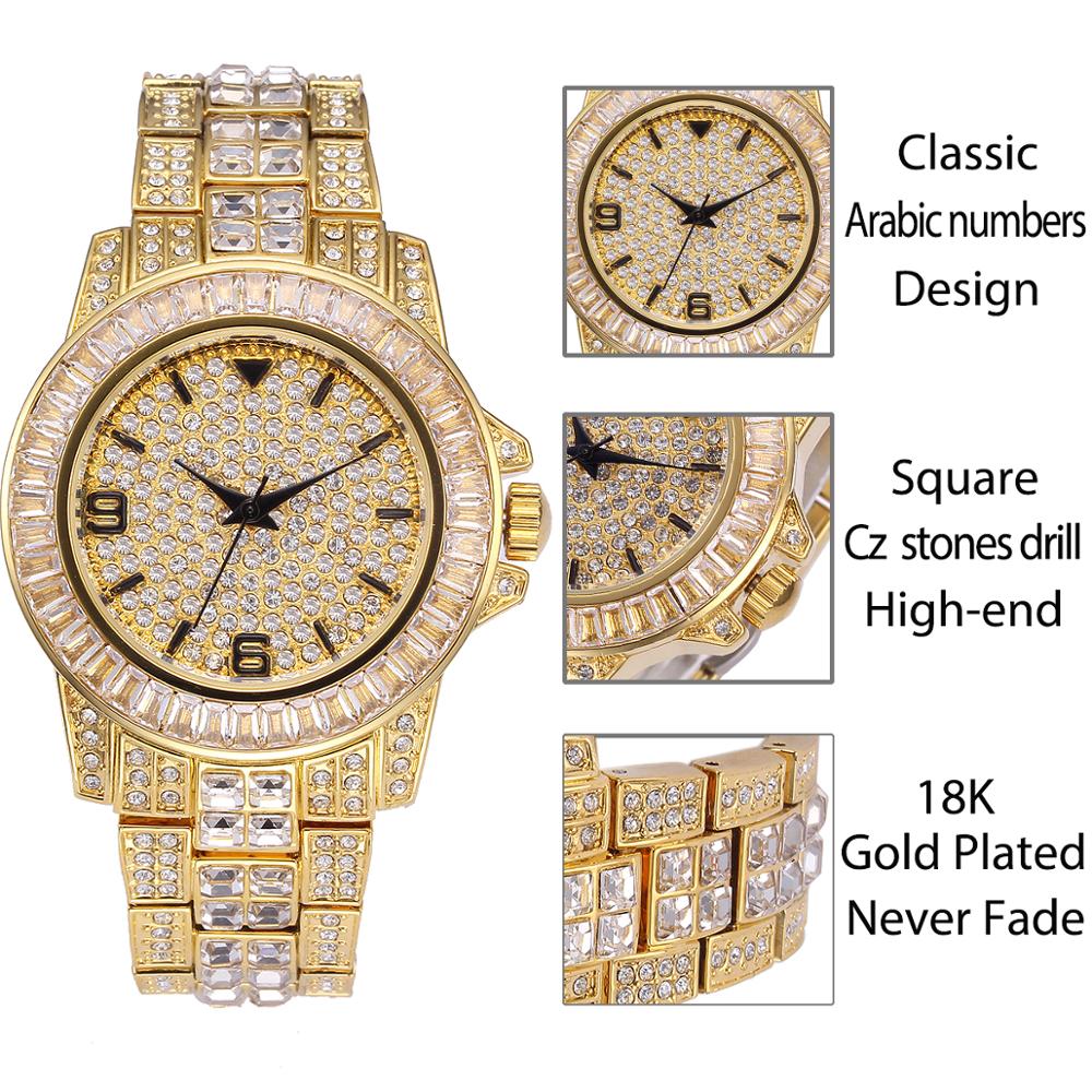 MISSFOX V291 Classic Arabic Watch Men Top Brand Luxury Men Watch Waterproof Male Clock Full Diamond Quartz Iced Out Watch With Box