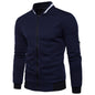 Sweatshirt zipper stand up collar sweatshirt jacket men's plaid solid color cardigan jacket