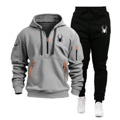 Men’s Printed Sports Hoodie & Pants Set – Casual Athletic Outfit