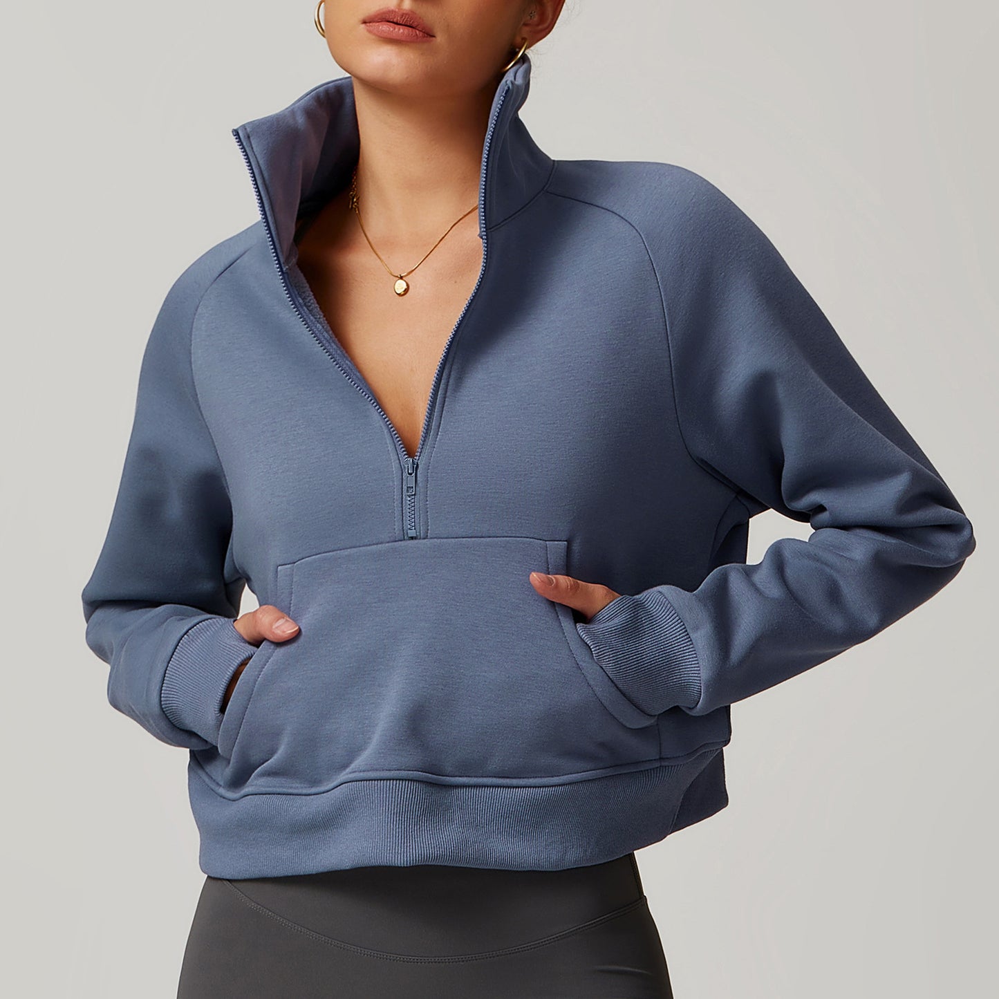 Women’s Fleece Hoodie – Thickened Warm Lamb Fleece Half-Zip Jacket