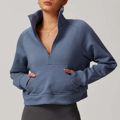 Women’s Fleece Hoodie – Thickened Warm Lamb Fleece Half-Zip Jacket