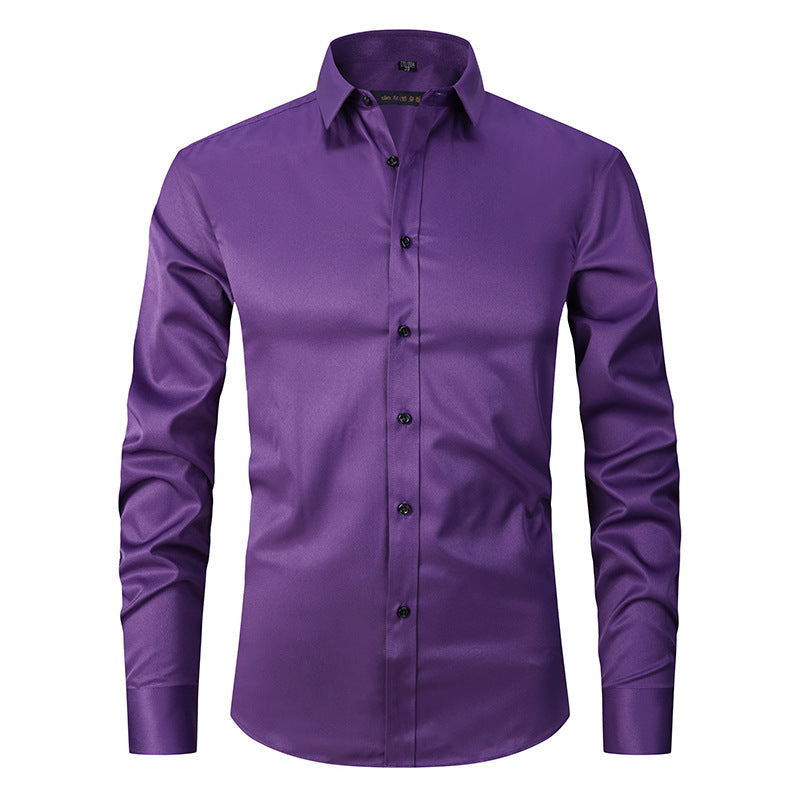 Men’s Slim Fit Long-Sleeve Elastic Shirt – Modern Casual Top