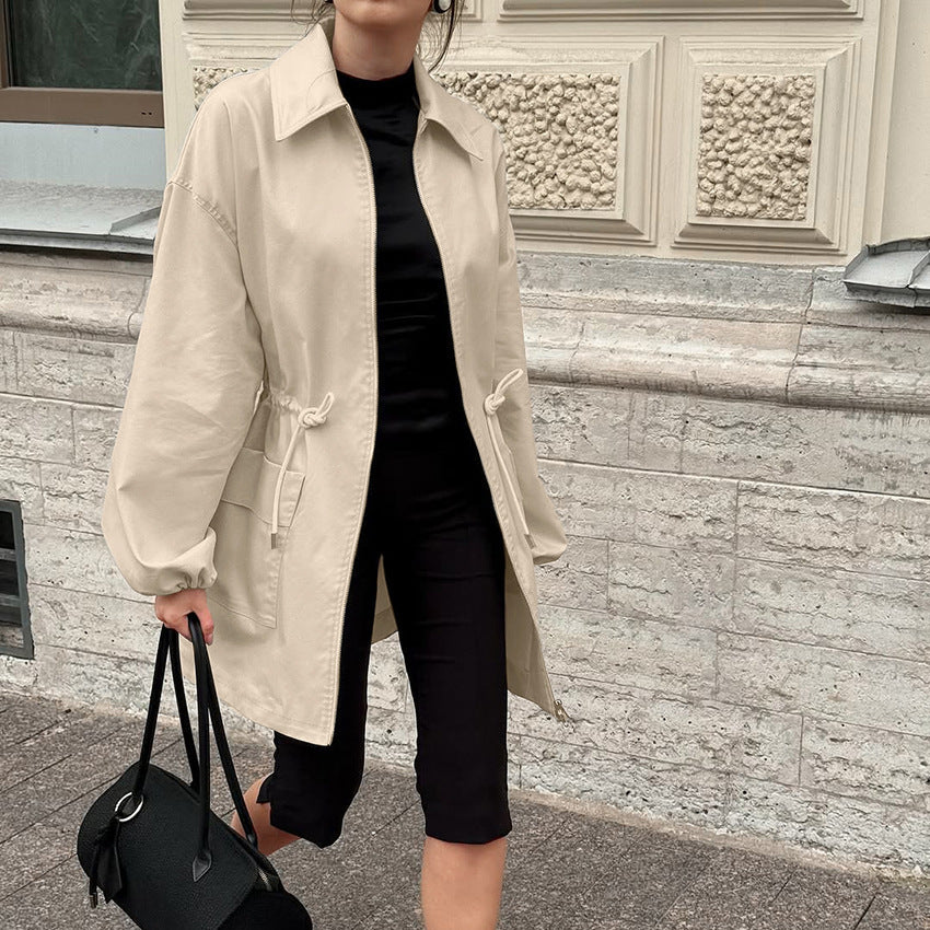 Elegant Waist Zip Coat