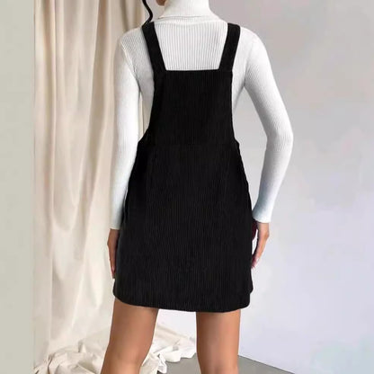 Women’s Corduroy Sleeveless Slip Dress – Solid Color Casual Dress