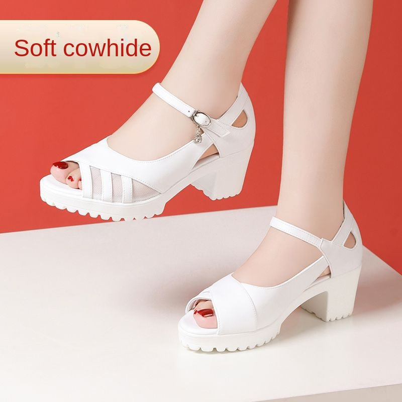Genuine Leather Platform Sandals