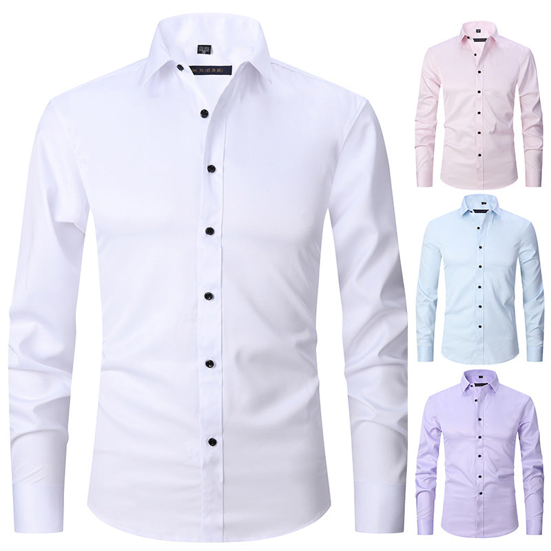 Men’s Slim Fit Long-Sleeve Elastic Shirt – Modern Casual Top