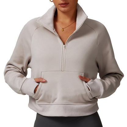 Women’s Fleece Hoodie – Thickened Warm Lamb Fleece Half-Zip Jacket