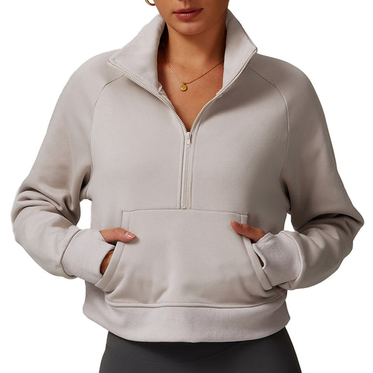 Women’s Fleece Hoodie – Thickened Warm Lamb Fleece Half-Zip Jacket