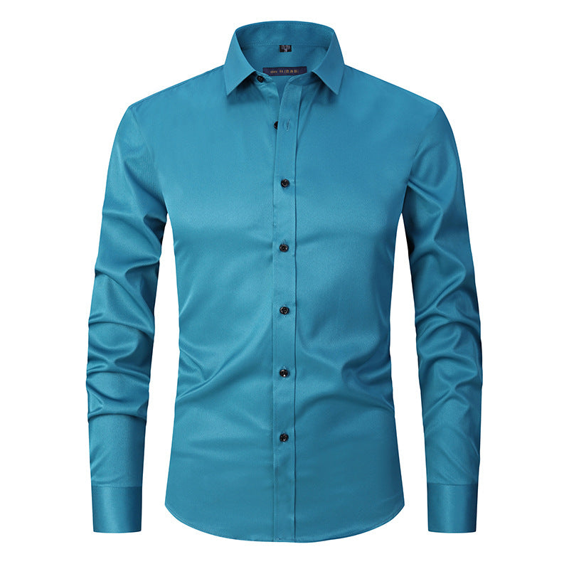 Men’s Slim Fit Long-Sleeve Elastic Shirt – Modern Casual Top