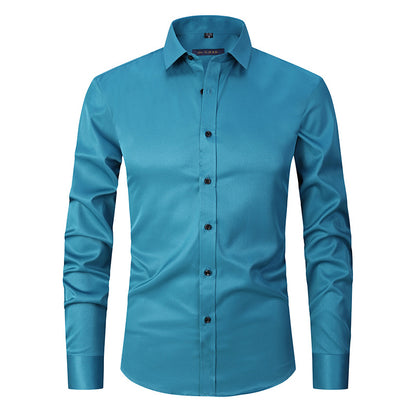 Men’s Slim Fit Long-Sleeve Elastic Shirt – Modern Casual Top