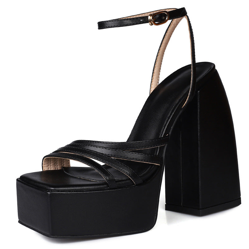 Summer Chunky High Heel Open Toe Sandals For Women Plus Size 40-46