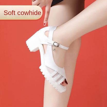 Genuine Leather Platform Sandals