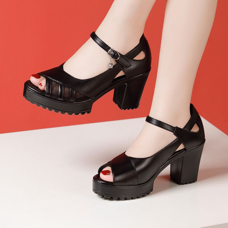 Genuine Leather Platform Sandals