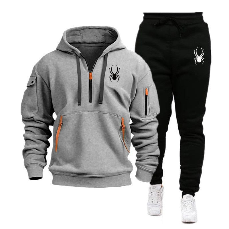 Men’s Printed Sports Hoodie & Pants Set – Casual Athletic Outfit