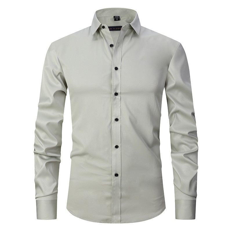 Men’s Slim Fit Long-Sleeve Elastic Shirt – Modern Casual Top