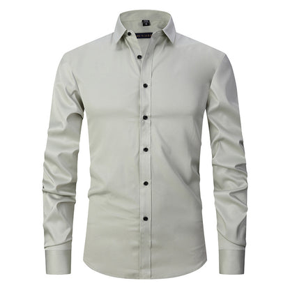 Men’s Slim Fit Long-Sleeve Elastic Shirt – Modern Casual Top