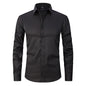 Men’s Slim Fit Long-Sleeve Elastic Shirt – Modern Casual Top