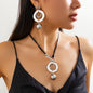 Ins Wind Circle CCB Leather Wax Thread Necklace Irregular Metallic Clavicle Chain Set