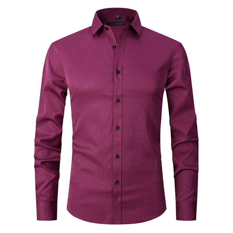Men’s Slim Fit Long-Sleeve Elastic Shirt – Modern Casual Top