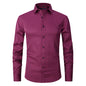 Men’s Slim Fit Long-Sleeve Elastic Shirt – Modern Casual Top
