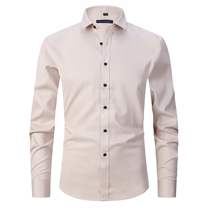 Men’s Slim Fit Long-Sleeve Elastic Shirt – Modern Casual Top