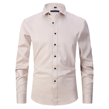 Men’s Slim Fit Long-Sleeve Elastic Shirt – Modern Casual Top