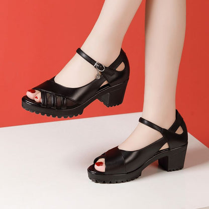 Genuine Leather Platform Sandals