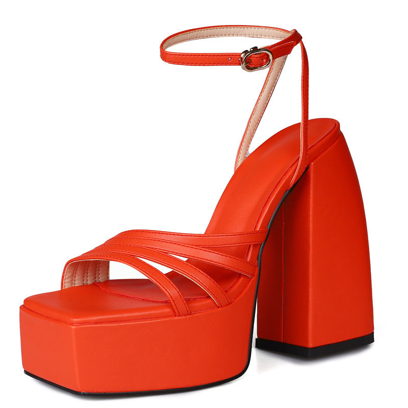 Summer Chunky High Heel Open Toe Sandals For Women Plus Size 40-46