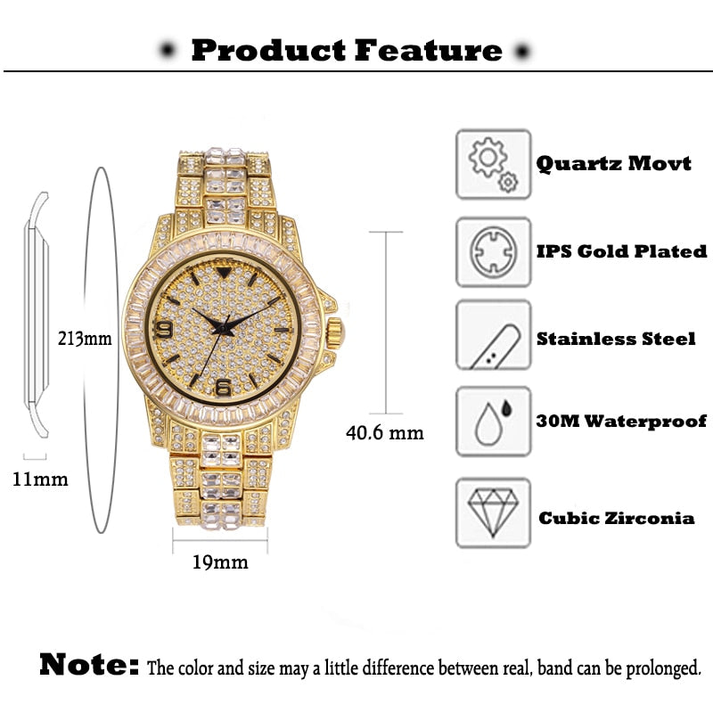 MISSFOX V291 Classic Arabic Watch Men Top Brand Luxury Men Watch Waterproof Male Clock Full Diamond Quartz Iced Out Watch With Box