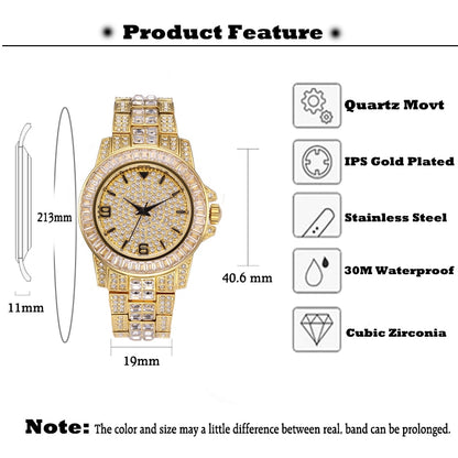 MISSFOX V291 Classic Arabic Watch Men Top Brand Luxury Men Watch Waterproof Male Clock Full Diamond Quartz Iced Out Watch With Box