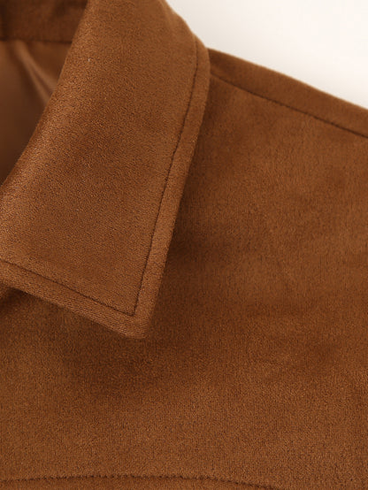 Women’s Autumn/Winter Suede Jacket & Skirt Set – Casual Elegant Outfit