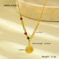 French retro sun pendant necklace, women's gold colored bead gold collarbone chain, niche design, high-end accessory
