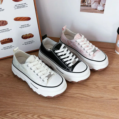 Lace-Up Canvas Platform Sneakers