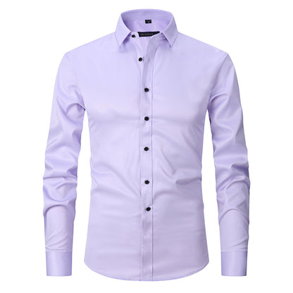 Men’s Slim Fit Long-Sleeve Elastic Shirt – Modern Casual Top