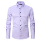Men’s Slim Fit Long-Sleeve Elastic Shirt – Modern Casual Top