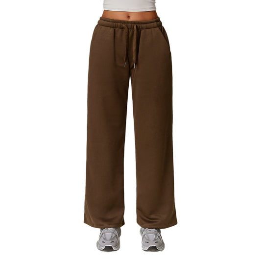 Autumn and winter plush loose sports sweatpants, straight leg warm casual pants, versatile sports pants for women