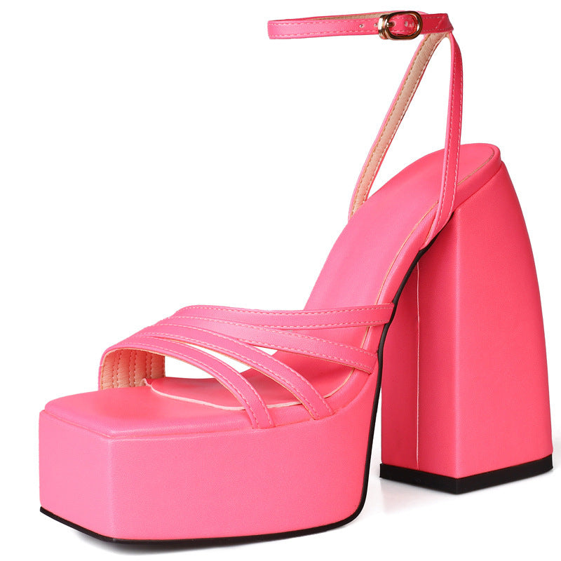 Summer Chunky High Heel Open Toe Sandals For Women Plus Size 40-46