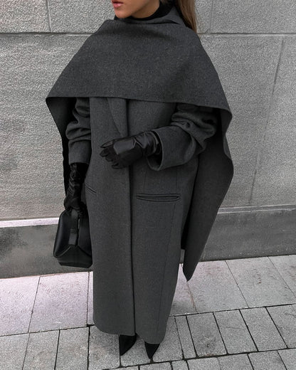 Vintage Gray Cloak Coat – Timeless Elegance with Scarf Collar