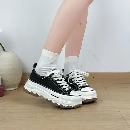 Lace-Up Canvas Platform Sneakers