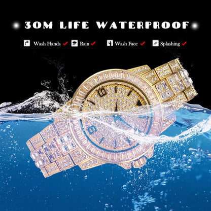 MISSFOX V291 Classic Arabic Watch Men Top Brand Luxury Men Watch Waterproof Male Clock Full Diamond Quartz Iced Out Watch With Box