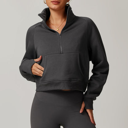Women’s Fleece Hoodie – Thickened Warm Lamb Fleece Half-Zip Jacket