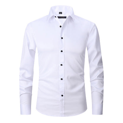 Men’s Slim Fit Long-Sleeve Elastic Shirt – Modern Casual Top